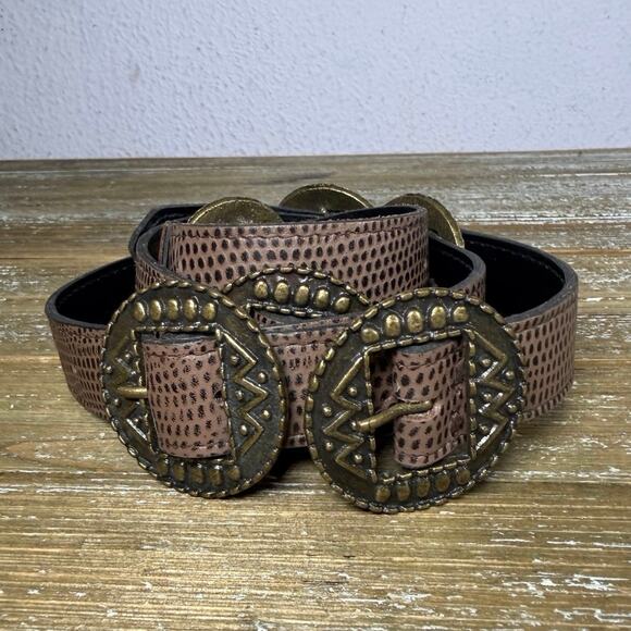 Unbranded Accessories - Vintage Boho Concho leather Belt Western Brown 40” Desertcore 90s Indie Festival